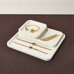 Microfiber Jewelry Display Flat Tray for Rings Earrings Necklace Bracelet, Jewelry Photograph Display Catchall Organizer Tray Dish(XS,Beige)