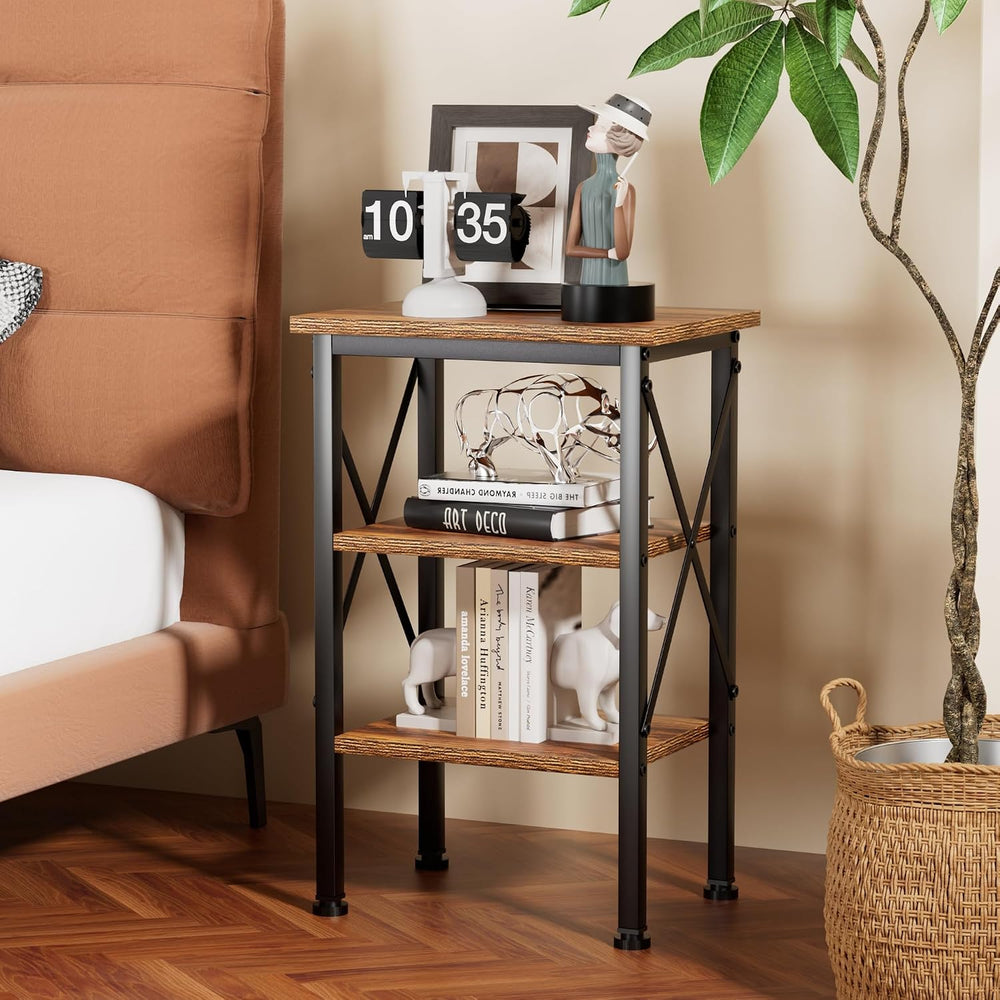 VECELO Modern Nightstands X-Design Side End Table Night Stand with Storage Sh...