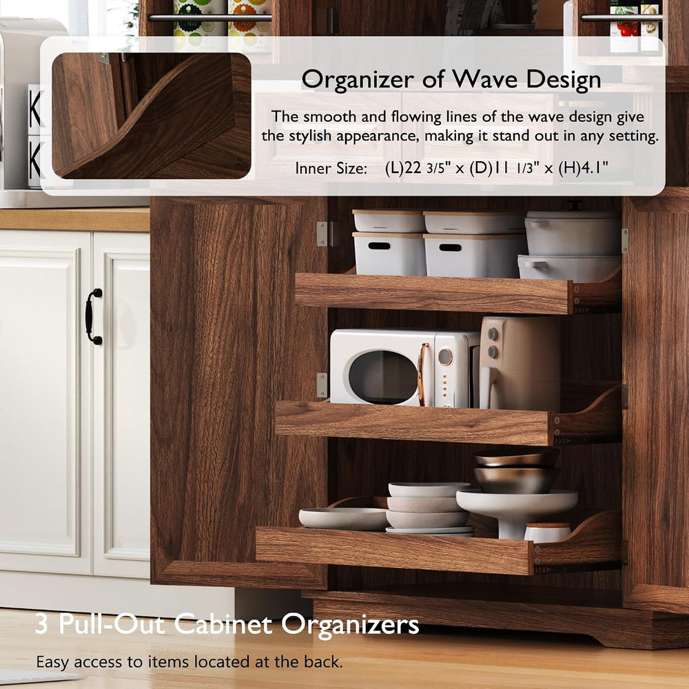 Polibi 71.2" Tall Kitchen Pantry Hutch with 3 Pull Out Cabinet Organizer...