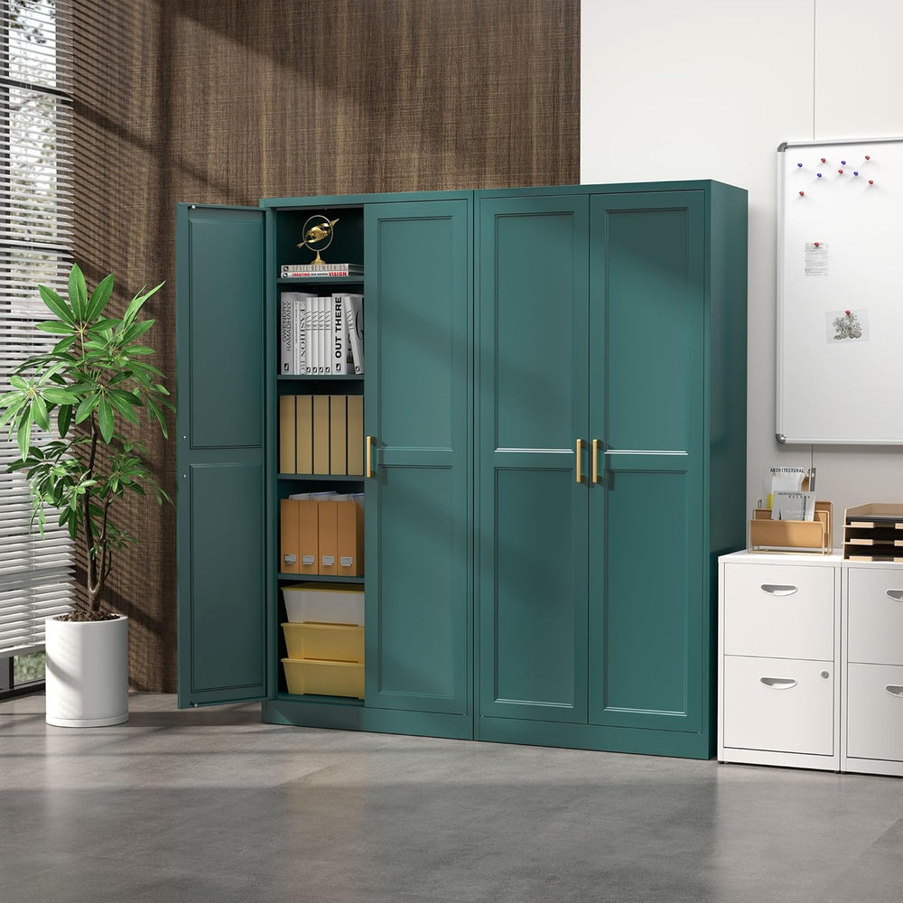 SteeLoong Kitchen Pantry Cabinet,71”Green Metal Pantry Storage Cabinets with ...