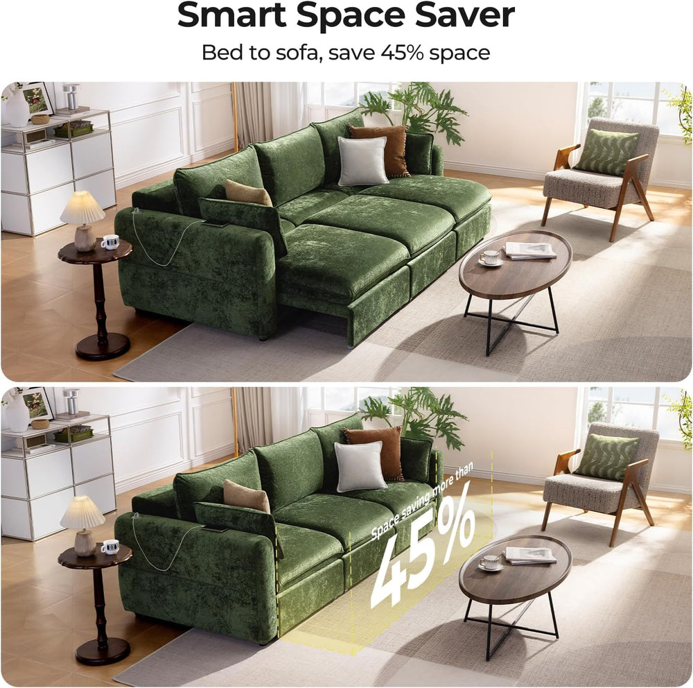 103" Electric Pull Out Sleeper Sofa Bed, 2in1 Power Extendable Couch Bed...