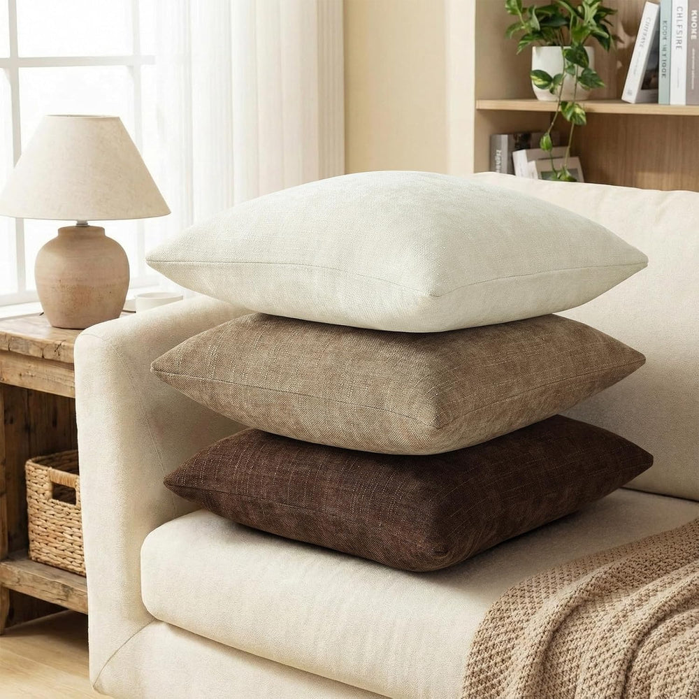 decorUhome Chenille Decorative Throw Pillow Covers 24x24 Set of 2, Brown