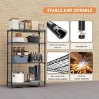1400 lbs 4 Tier Storage Rack Metal Wire Shelving Unit, Storage Standing Household Shelf Organizer for Kitchen Pantry Closet Garage Basement Utility Room, Black 15.8" D x 45.3" W x 59.4" H