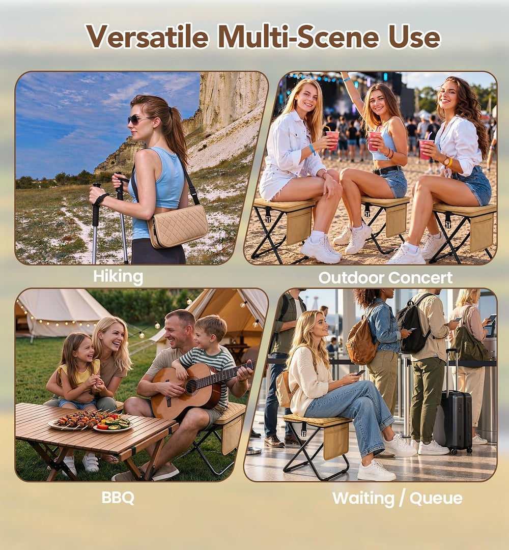 16.5 Inch Portable Folding Stool for Adults with Soft Quilted Padding