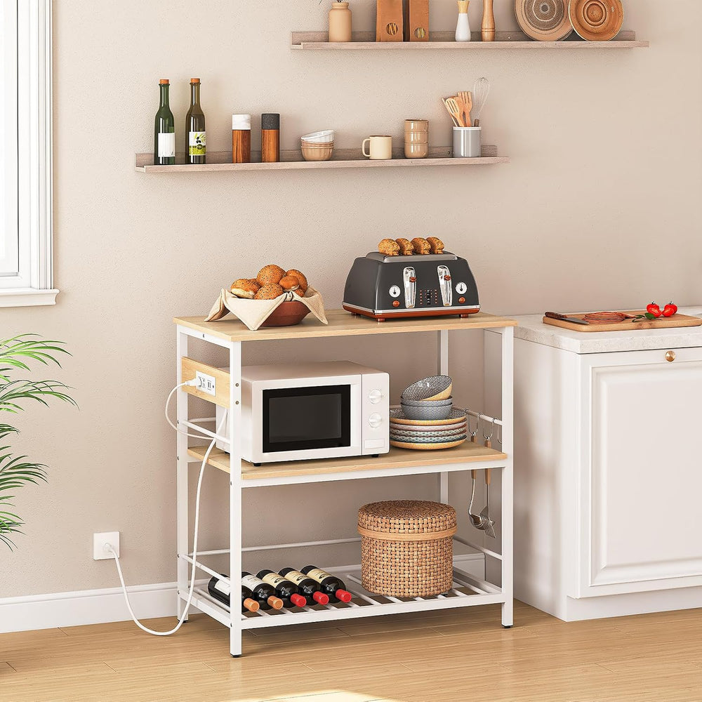 HOOBRO Kitchen Island with Storage, Kitchen Island Table with Power Outlet, 3...