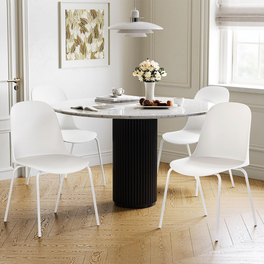 KISLOT Dining Chairs Set of 4, Plastic Outdoor Dining Room Chairs with Metal ...