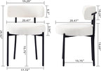 DYHOME White Boucle Dining Chairs Set of 4, Upholstered Kitchen Chairs with Thick Cushions and Metal Legs, Round Modern Dining Room Chairs