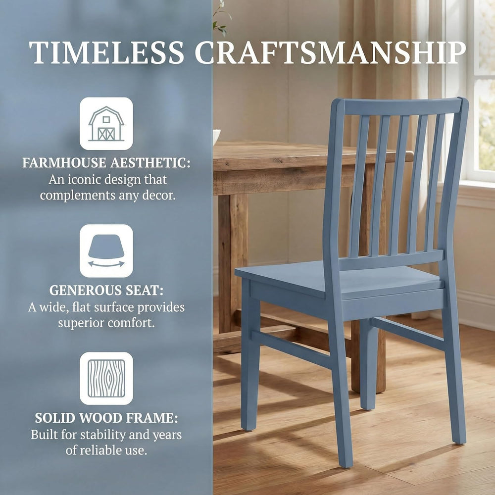 HNY Blue Wood Dining Chairs Set of 4, Farmhouse Kitchen Chairs with High Back...