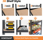 HOMEDANT 5 Tier Storage Shelves Adjustable Laminated Boltless Garage Metal Shelving Unit Heavy Duty Utility Rack Shelf Warehouse Pantry Closet Kitchen (3, (S) 28" W, Black)