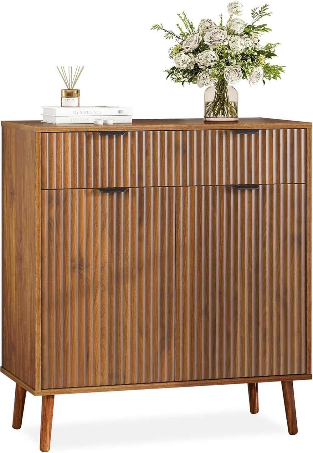 LYNCOHOME Fluted Sideboard Buffet Cabinet with Storage, 1 Drawers and 2 Doors...