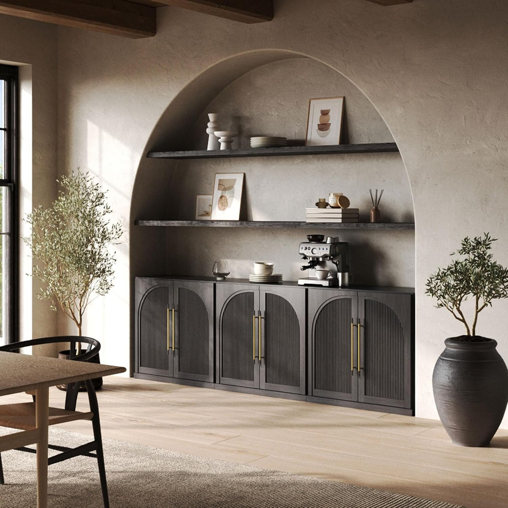 BELLEZE Set of 3 Jagger Sideboard Buffet Cabinet - Ebony