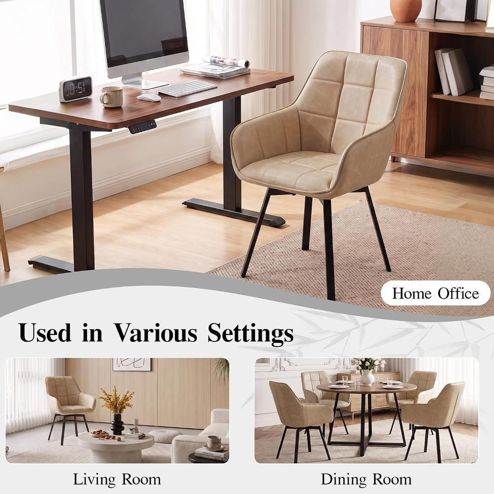 TUKAILAi Swivel Dining Chairs Set of 2, Faux Leather Dining Chairs with Arms ...