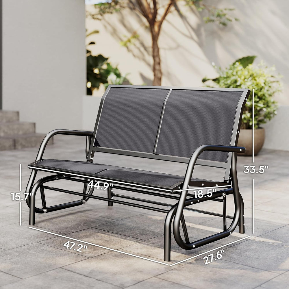 Outsunny 2-Person Outdoor Glider Bench with Steel Frame, Gray | Double Swing ...