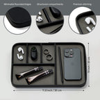 Nordik Leather Valet Tray - Large EDC Tray - Pebble Black (11.8 x 7.9 in) | Premium Vegan Leather with Two-Toned Design, Includes Five Compartments, Giftable, Catchall Tray for Keys Watch and Jewellery