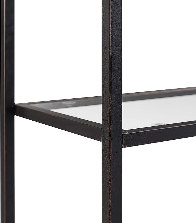 Crosley Furniture Aimee Bookshelf with Glass Shelves, Bookcase Storage, Oil-Rubbed Bronze