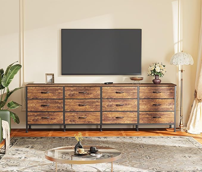 75 inch long dresser Amazon.com: Huuger 70 Inch Dresser for Bedroom, TV Stand for 65, 75, 80 Inch TV, 12 Fabric Drawer Long Dresser, Large Entertainment Center for Bedroom, Wide Chest of Drawer with Storage, Rustic