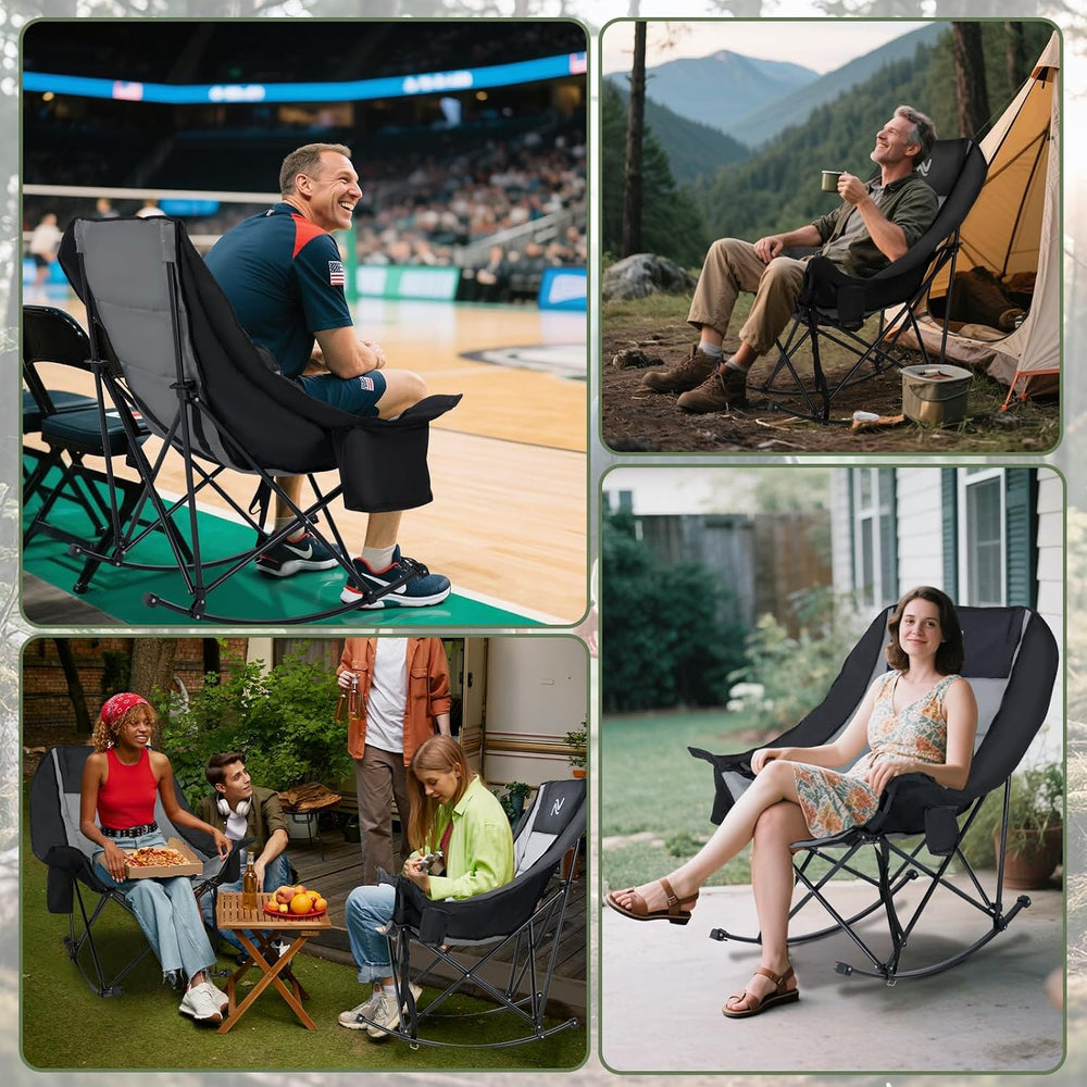 ABORON Oversized Rocking Chair for Adults, 400 lbs Heavy Duty Camping Chair |...