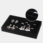 Valyria Velvet 7 Slots Ring Earrings Trays Showcase Display Jewelry Organizer VA003 (Black)
