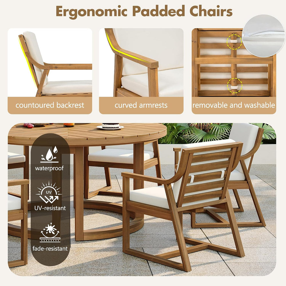 Quarte 7-Piece Patio Dining Table Set, Round Dining Table with 1.96" Umb...