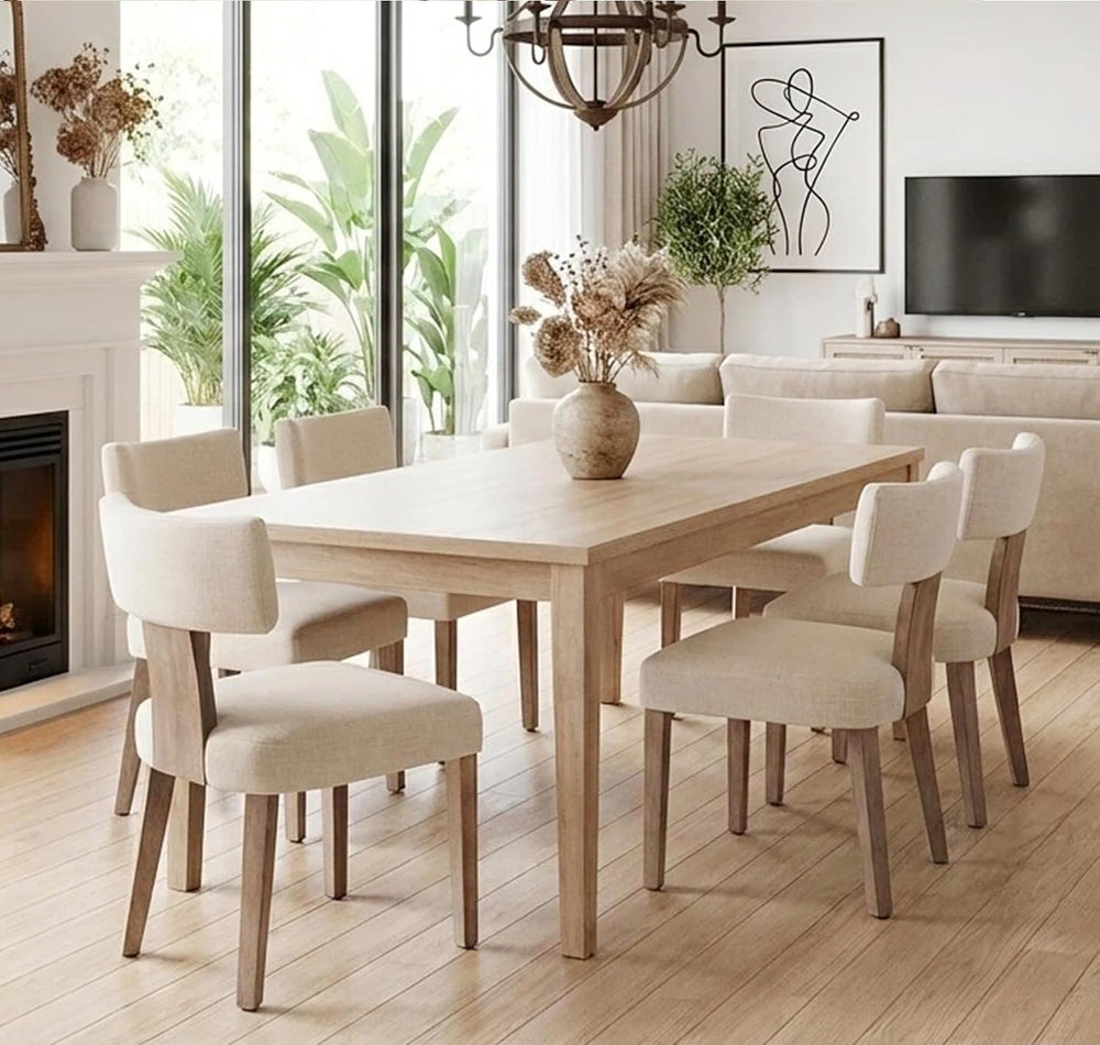 Shunzhi Mid Century Modern Dining Chairs Set of 6, Upholstered Wooden Dining ...