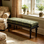Forteek 47" Upholstered Bed End Bench for Bedroom, Vintage Bed Bench | Vintage Solid Wood Bench with Detachable Washable Cover, Pattern Cushion Nailhead Trim Decorative Bedroom Stool for Storage