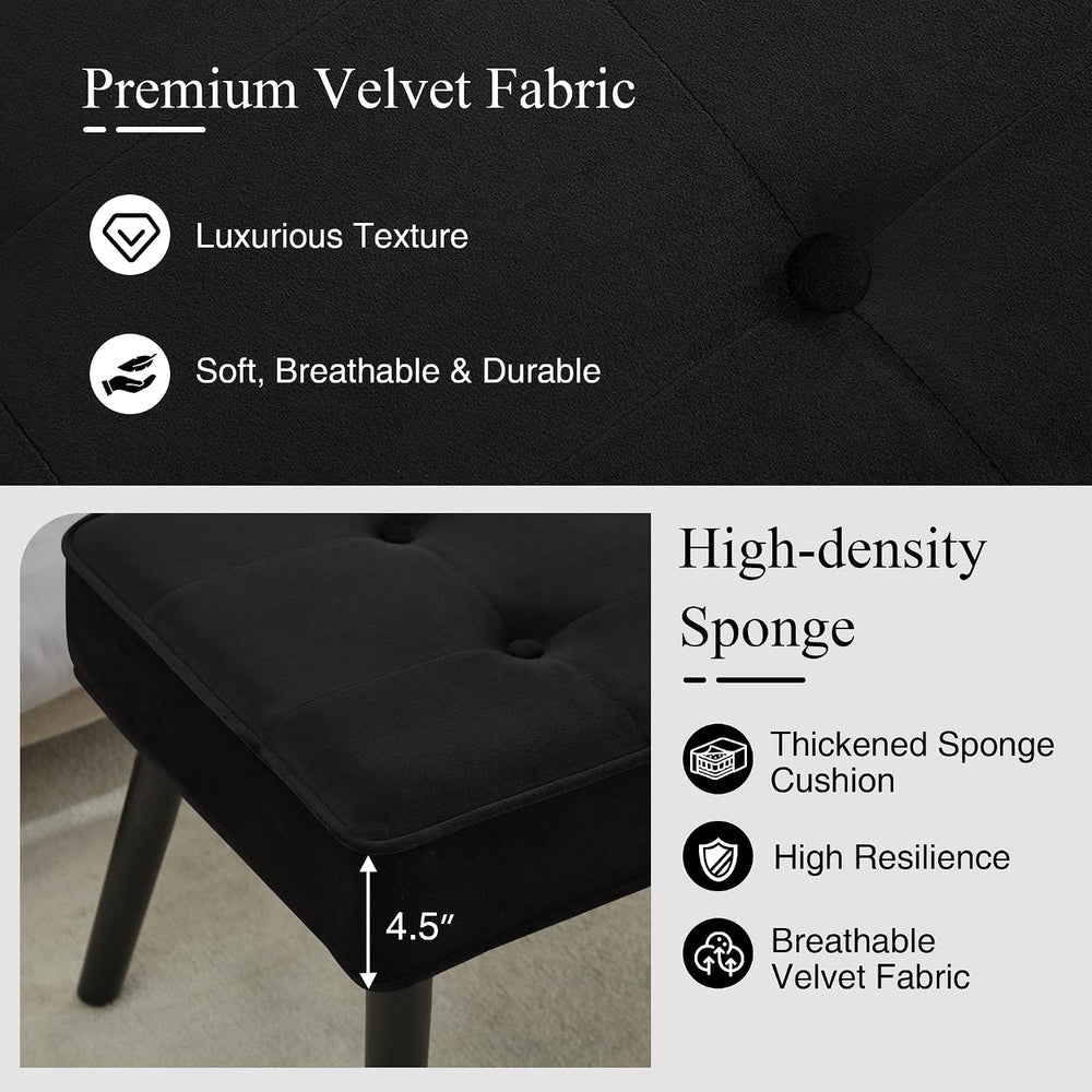 LOULENS 44'' Velvet Entryway Bench, Modern Upholstered Buttons Tufted...