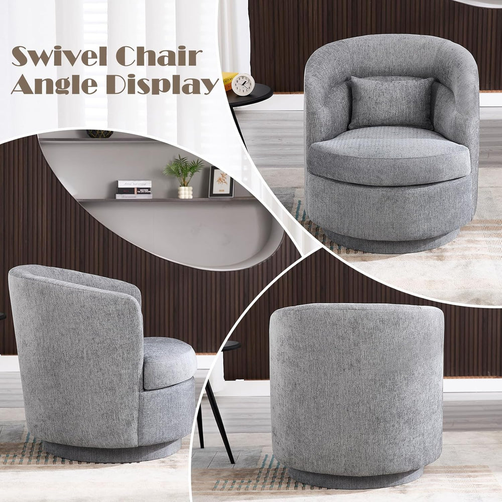 CANMOV Swivel Accent Chair, 360 Degree Round Swivel Barrel Chair with Pillow,...