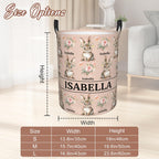 Custom Name Laundry Hamper, Personalized Rabbit Laundry Basket with Name for Boys Girls Kids Men Women, Customized Name Dirty Clothes Basket Gifts for Clothes Toy Bathroom Bedroom Laundry Room Dorm