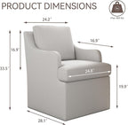 VKNOW Upholstered Dining Chairs Set of 4, Modern Kitchen Chairs Dinner Chairs with 4 Casters, Chenille Armchair for Bedroom Reading Room Living Room, Light Grey