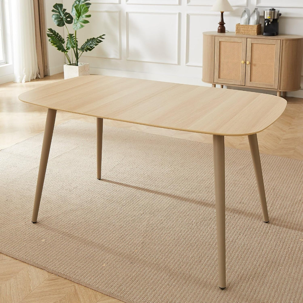 HIPIHOM 55.1'' Dining Table Set for 4,Modern Wood Dining Table,Leathe...