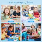 LulliSpace Kids Study Table and 6 Chairs Set,Height Adjustable Table and Chairs for Children and Toddlers,47.2"X23.6"Graffiti Desktop,Suitable for Daycare,Classrooms, Home