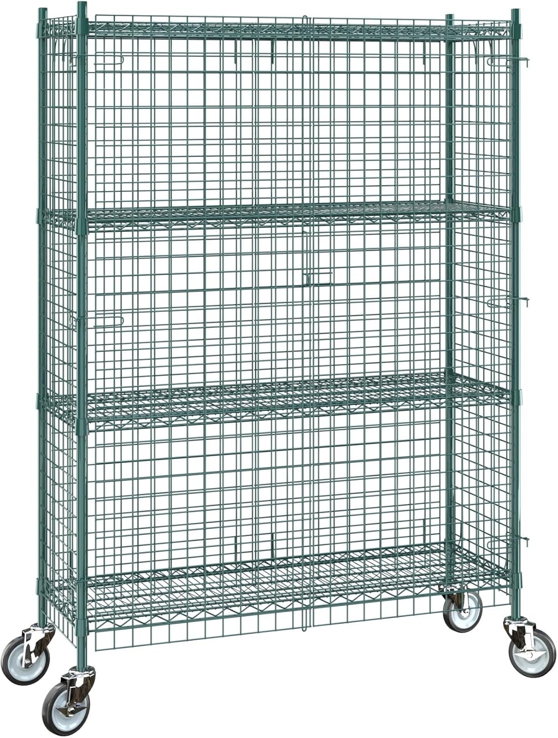 18"x48"x70" Metal Wire Green Security Heavy Duty Commercial NSF Certified Storage Unit | Mobile Wire Security Cage Kit