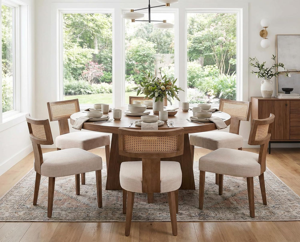 RIVOVA Rattan Dining Chairs Set of 6, Modern Dining Chair Kitchen Dining Room...