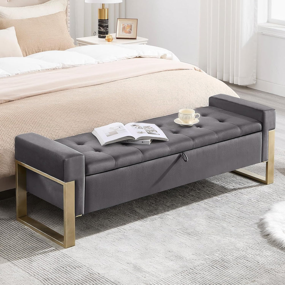 End of Bed Storage Bench, 67'' Benches for Bedroom Foot of Bed King S...
