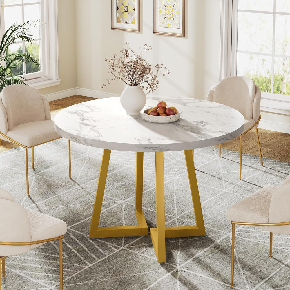 Tribesigns Round Dining Table for 2, 31.5" Modern Kitchen Table with Met...