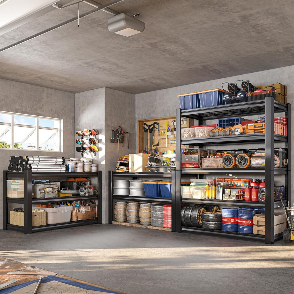 REIBII 3010LBS Storage Shelves 72" H Garage Shelving Heavy Duty Metal Shelving 5 Tier Adjustable Metal Shelves for Storage for Kitchen Pantry Warehouse Basement 72" H x 35.5" W x 16" D, 4 Pack