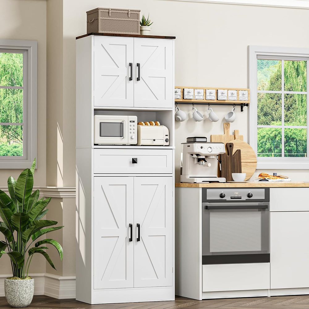Bigbiglife Farmhouse Kitchen Pantry Cabinet, 67" Tall Kitchen Storage Ca...