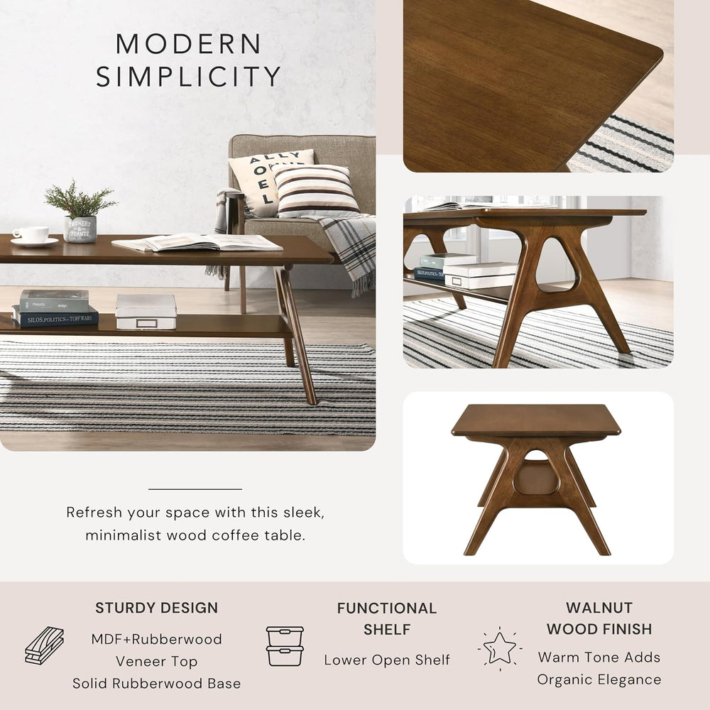 Roundhill Furniture Arona 3-Piece Coffee Table Set, Coffee Table and Two End ...