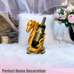 Wine Bottle Holder Wine Racks Tabletop Horse Statue as Home Kitchen Wine Cellar Decorative Storage Organizer, Horse Sculpture Horse Decor Horse Gifts for Girls Men Women (Gold)