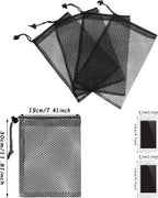 TecUnite 10 Pcs Mesh Bags Drawstring Laundry Bags Large Nylon Mesh Gift Dishwasher Bag with Sliding Drawstring for Kitchen Jewelry Gifts Wedding Favor Home(11.8 x 7.5 Inch,Black)