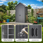 AECOJOY Outdoor Storage Cabinet Waterproof, Vertical Tall Sheds Cabinet with Shelves and Double Door, Garden Tool Sheds & Outdoor Storage Cabinet Weatherproof for Backyard, Patio, Lawn, Dark Gray