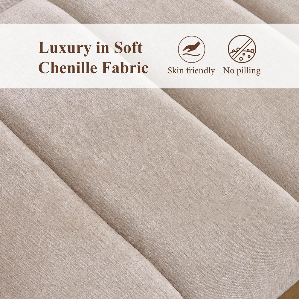 53'' Upholstered Chenille Entryway Bench, Channel Tufted End of Bed B...