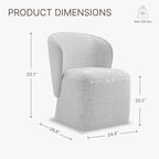Upholstered Dining Chair with Casters No Assembly Linen DeskChair Wingback Single Sofa for Kitchen Diningroom Bedroom Readingroom,2 PCS,Light Grey