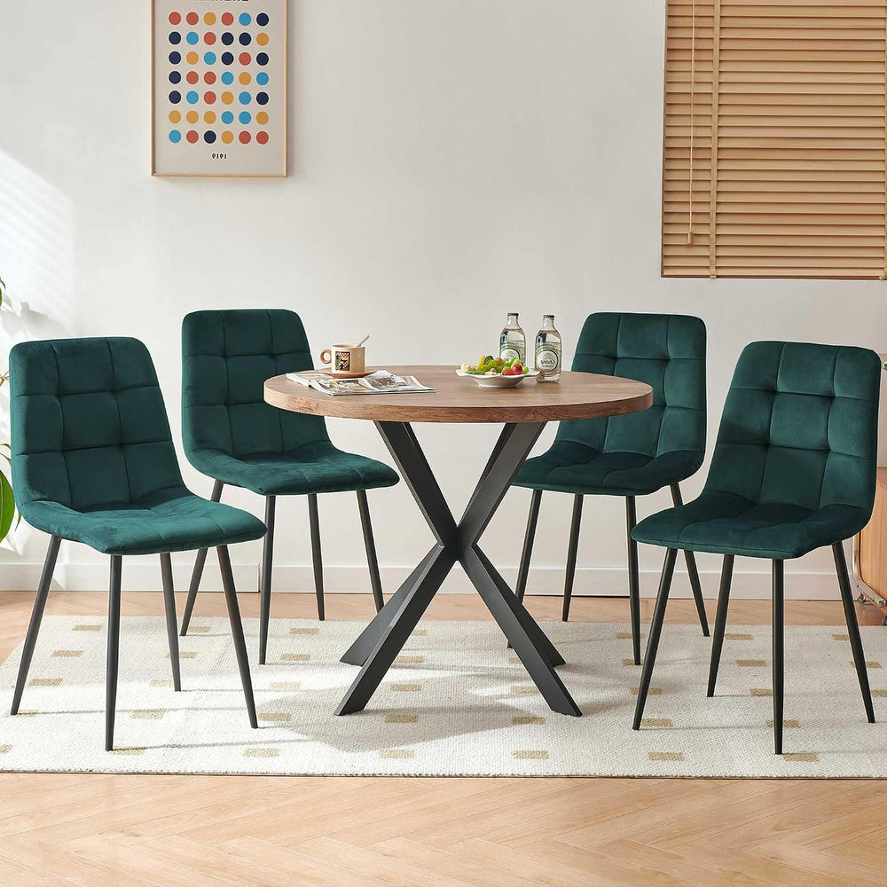 Homedot 37" Round Table Set for 4 Person, Modern Kitchen Table Set, Imit...