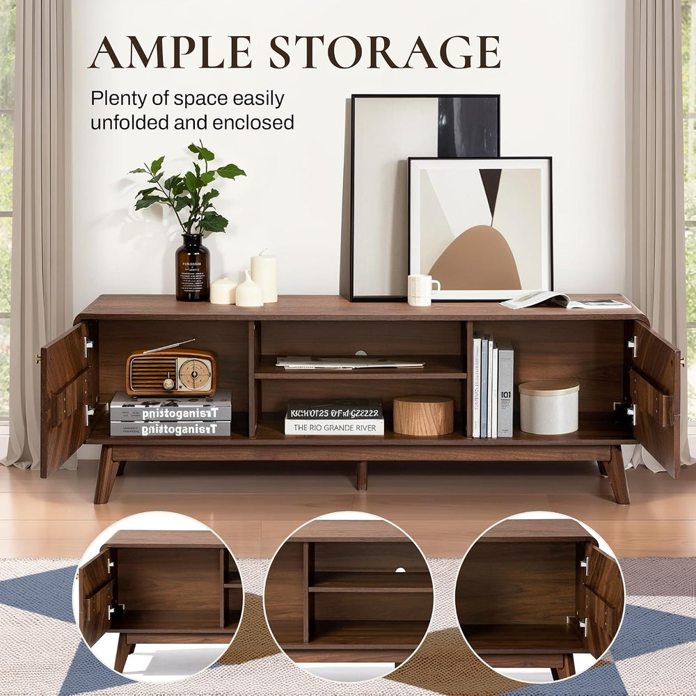 LuxenHome 63" Mid Century Modern TV Stand for Living Room for TVs up to ...