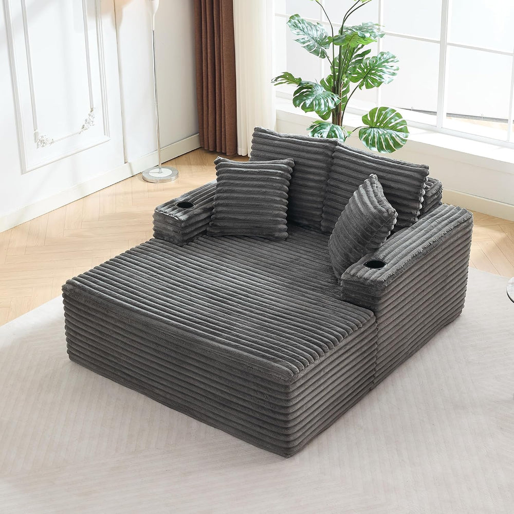 GarveeHome 64in Oversized Corduroy Fabric Bone-Free Sofa Bed Cloud Sofa with ...