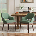 Wooden Dining Chairs Set of 2, Modern Fabric Upholstered Dining Room Chair, Kitchen Side Chairs, Farmhouse Dinner Chair with Open Back for Kitchen, Green
