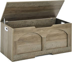 Storage Bench, 39.4" Storage Trunk, Storage Chest with U-Shaped Cut-Out Pull, Upgraded Safety Lift Support Hinge, Supports 330 lb, 39.4" x 15.7" x 18.3", Entryway Storage Bench, Greige