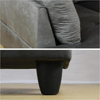 L-Shaped Sectional Sofa with Ottoman, Right-Facing Modern Microfiber Couch for Living Room, Bedroom, Office, Espresso