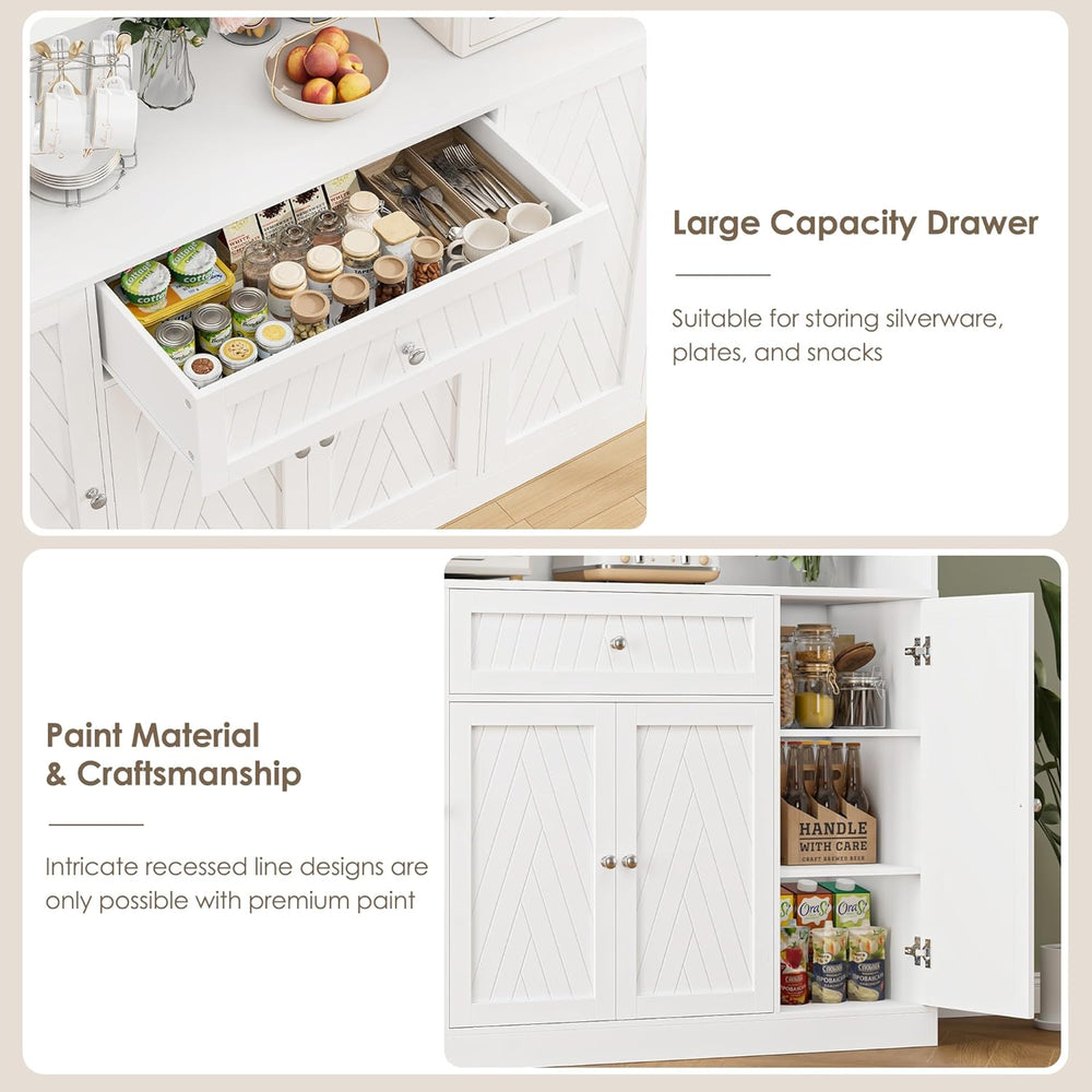 BOTLOG 72" Tall Kitchen Pantry Cabinet, 55.1" Wide Large Kitchen Hu...